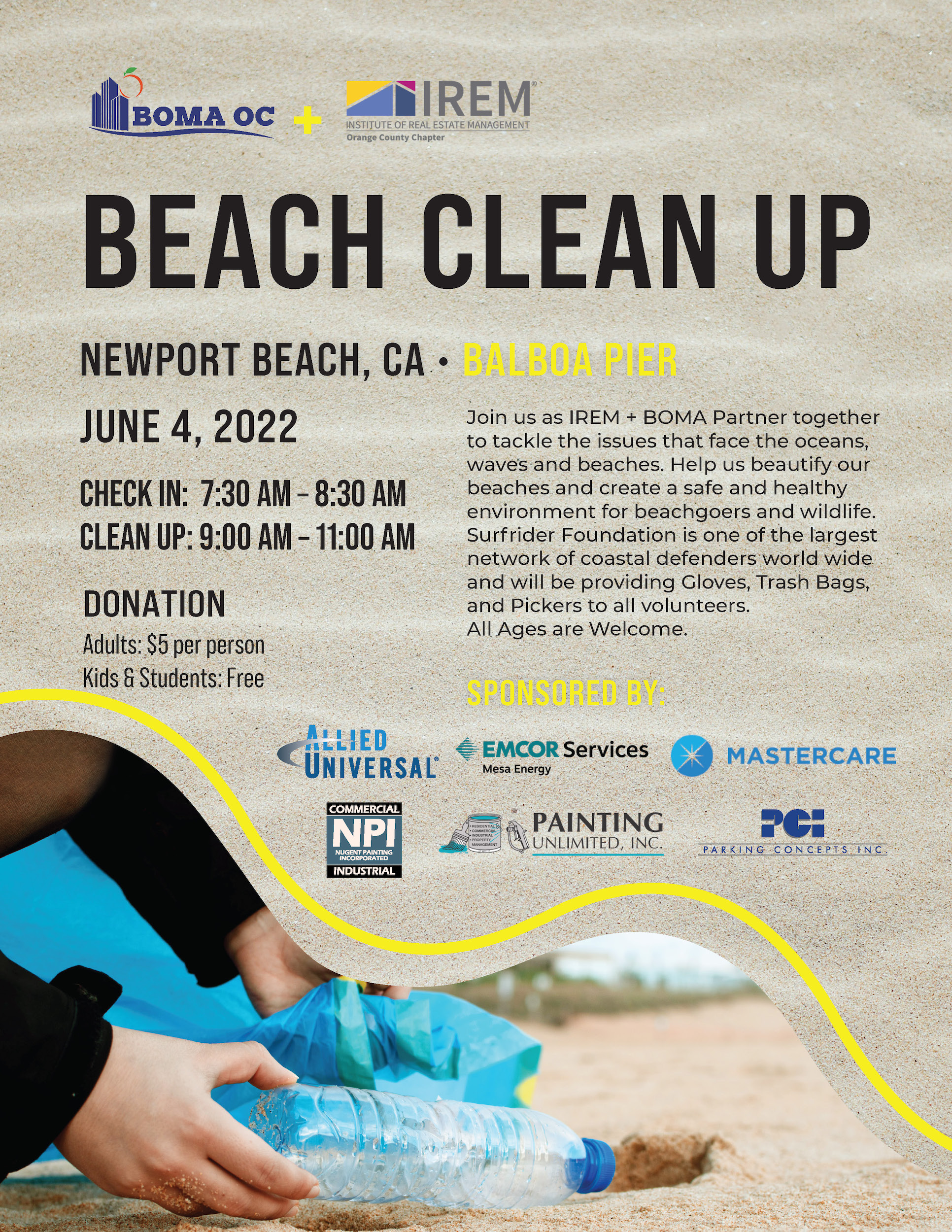 Beach CleanUp Volunteer Event BOMA Orange County